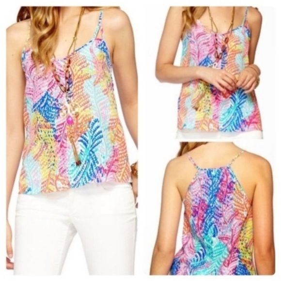 Lilly Pulitzer Rory Sleeveless Silk Top in Electric Feel - Picture 1 of 7